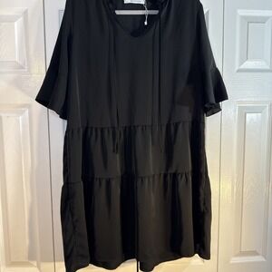 Beachsissi Dress Womens Size‎ Large Solid Black Pullover Brand New